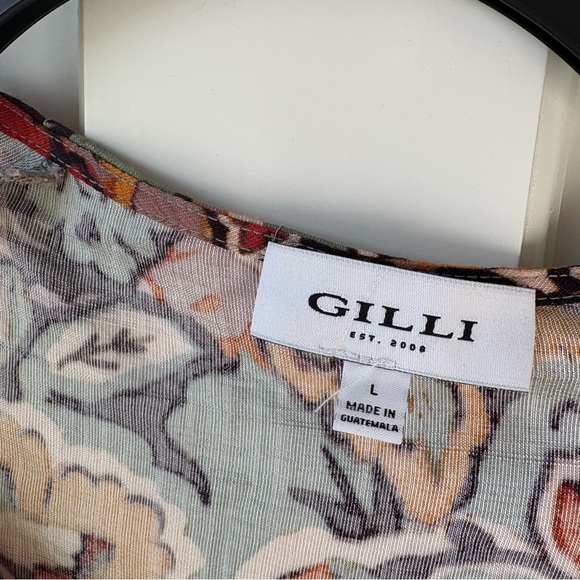 (3/$25) GILLI Boutique Vibrant Floral Long Sleeve Blouse Size L - Picture 3 of 5